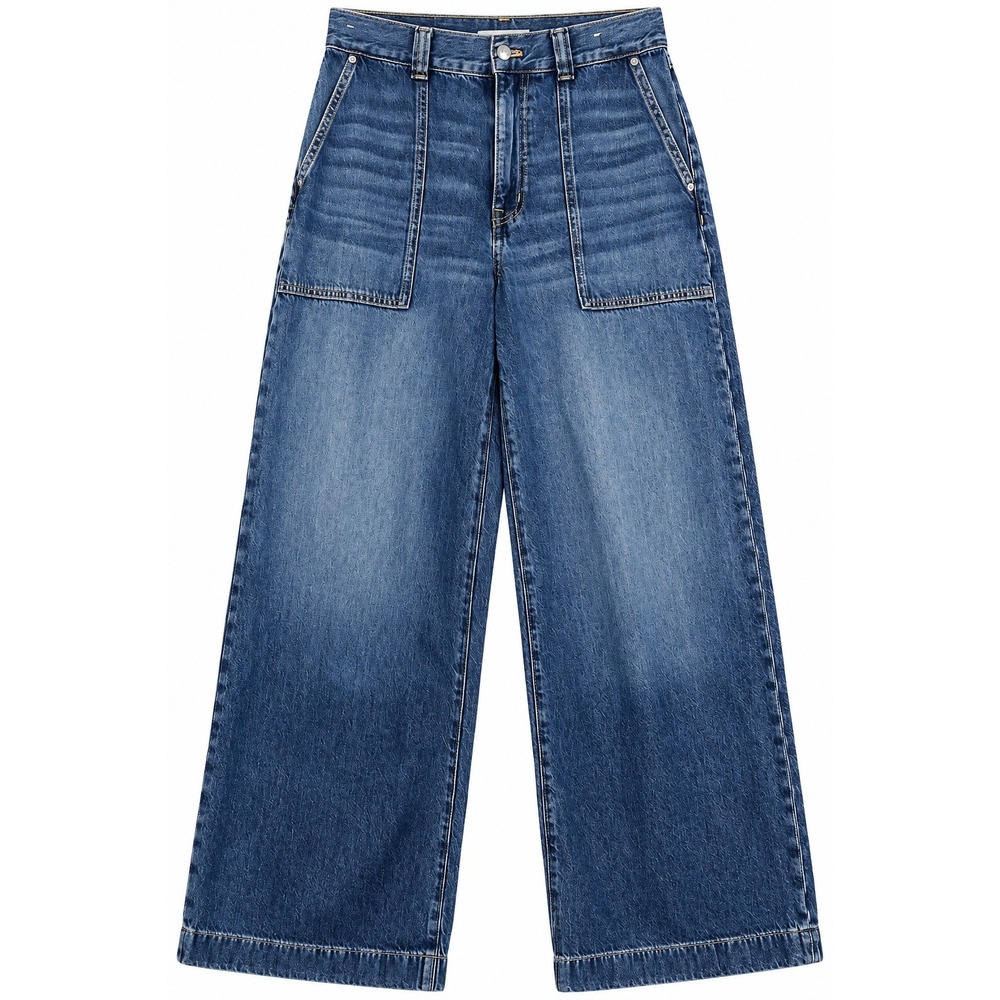 Madewell Superwide-Leg Jeans Womens size 28 High Rise Blue Wide Leg Patch Pocket